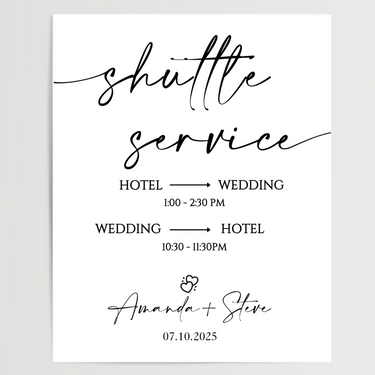 Shuttle Service Printed Wedding Signs